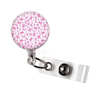 Breast Cancer Awareness Ribbon Badge Reel Pink Nurse ID Holder